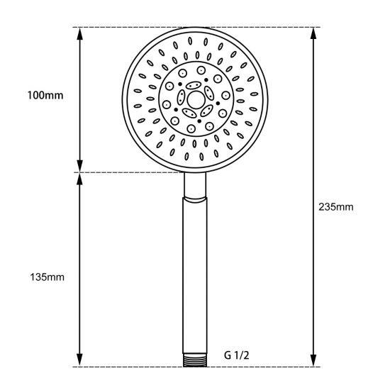 Black 5 Function Round Handheld Shower - Living and Bathroom