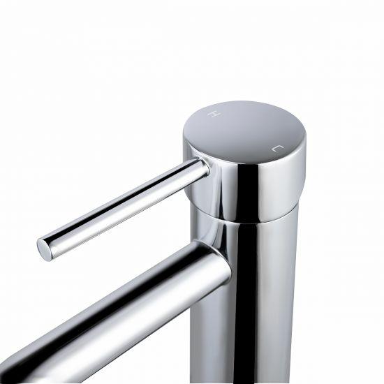 LUCID PIN Series Round Chrome Tall Basin Mixer - Living and Bathroom