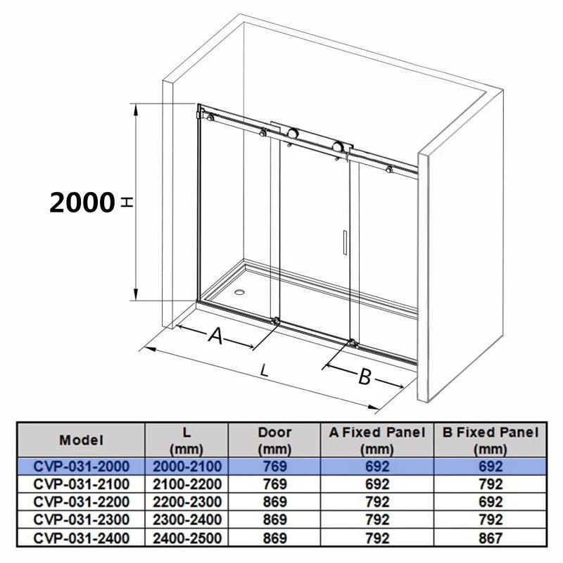 Frameless Adjustable Wall to Wall Sliding Shower Screen Brushed Gold - Living and Bathroom