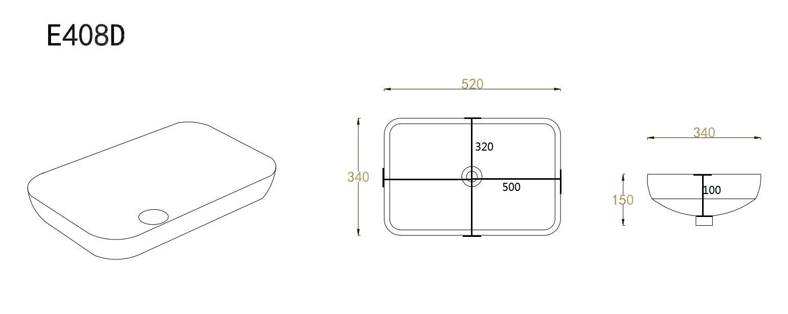 Kliff Insert Basin 520*340*150 Matt black