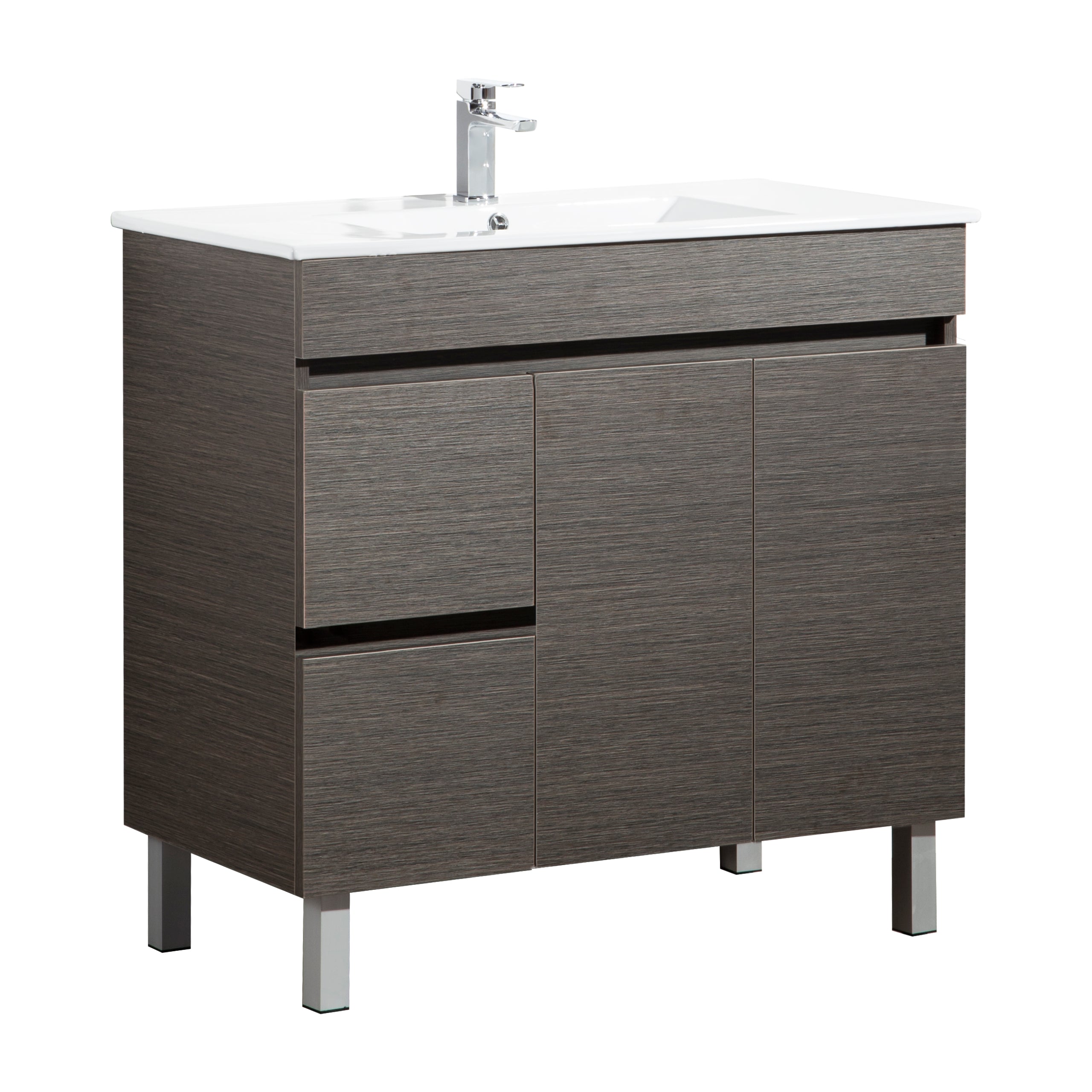 Evie PVC Freestanding Bathroom Vanity Dark Brown