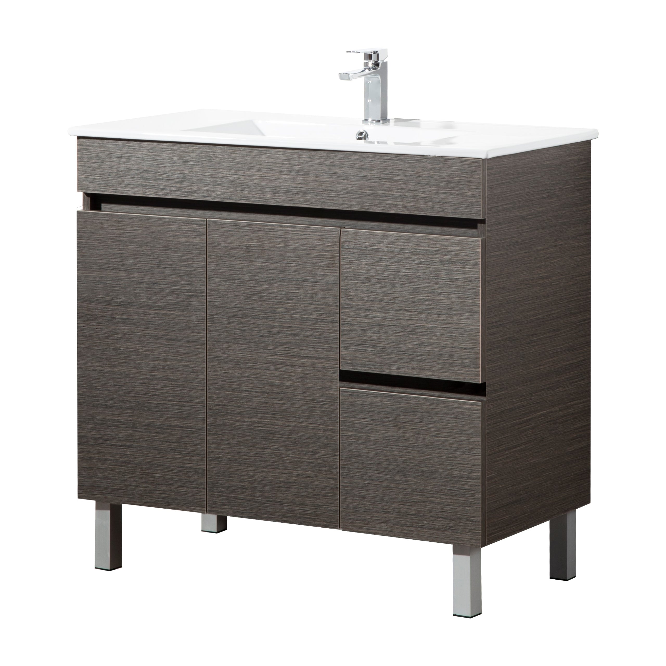 Evie PVC Freestanding Bathroom Vanity Dark Brown