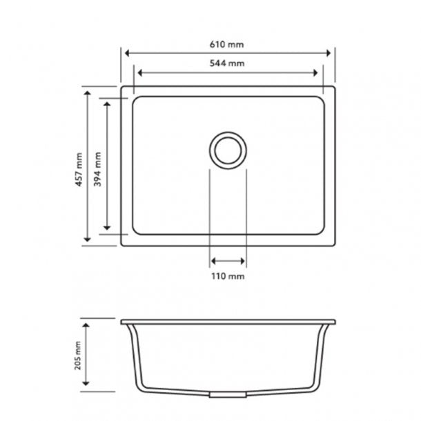 Concrete Grey Carysil Big Bowl Granite Single Bowl Stone Kitchen Sink 610*457mm