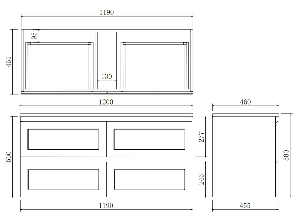 Fremantal PVC Waterproof  Wall Hung Bathroom Vanity  Matte Black