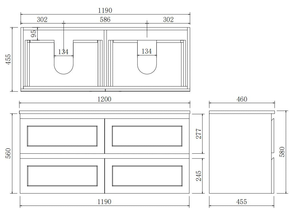 Fremantal PVC Waterproof  Wall Hung Bathroom Vanity  Matte Black