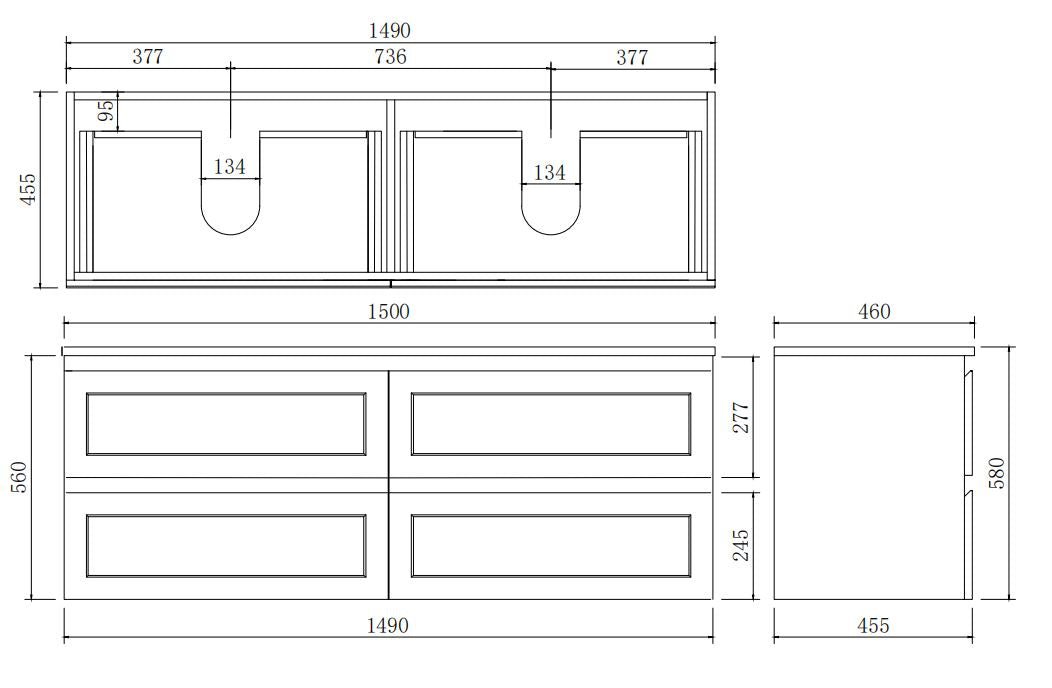 Fremantal PVC Waterproof  Wall Hung Bathroom Vanity  Matte Black