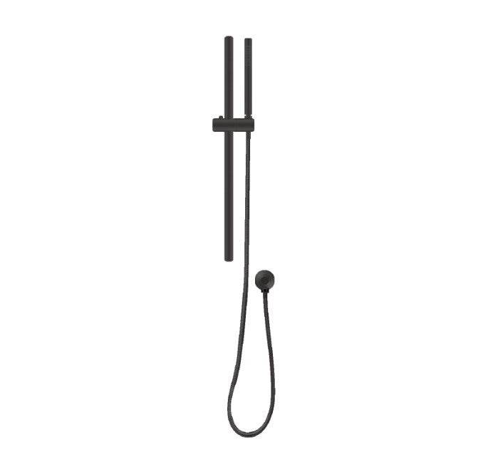Round Black Stainless Steel Rail with Handheld Shower,Fixed Wall Connector Set