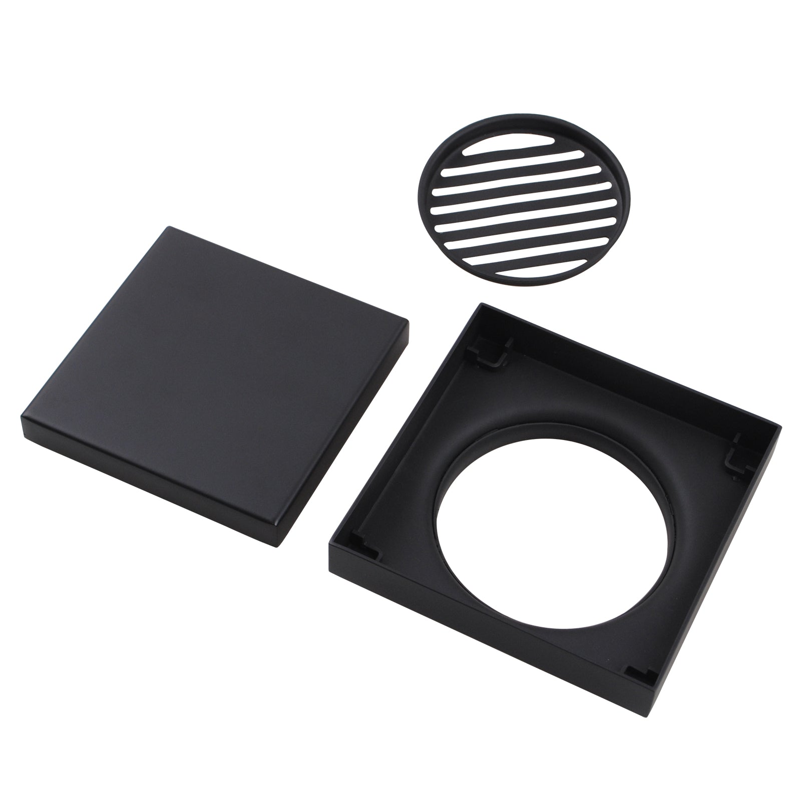 120*120mm Black Stainless Steel Tile Insert Floor Drain(80mm Outlet)