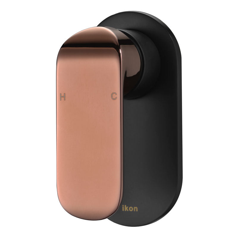 Ikon Kara Wall Mixer Black/ Rose Gold