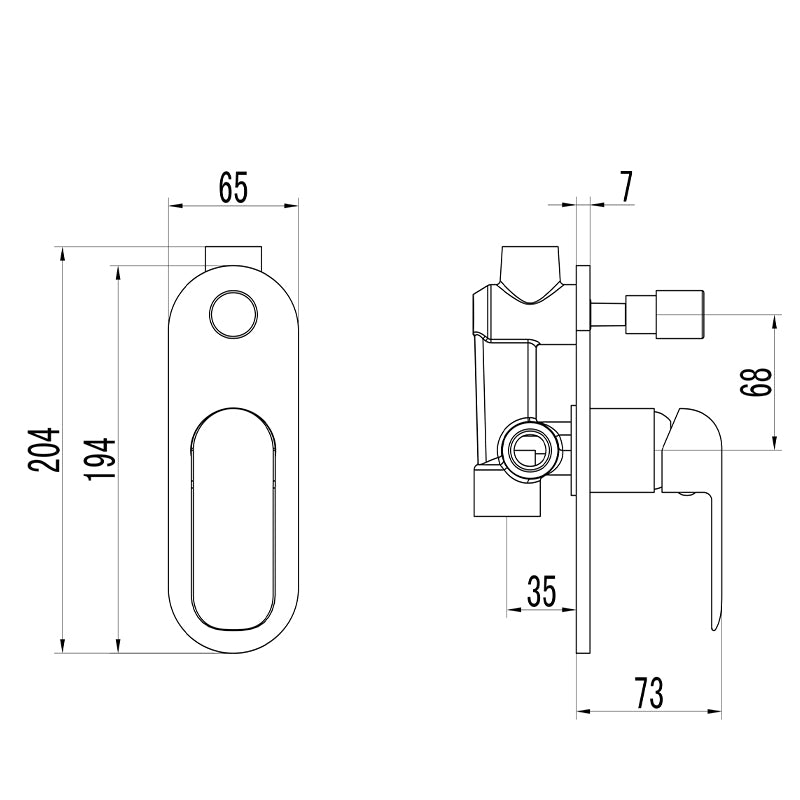 Ikon Kara Wall Mixer With Diverter Black/ Rose Gold