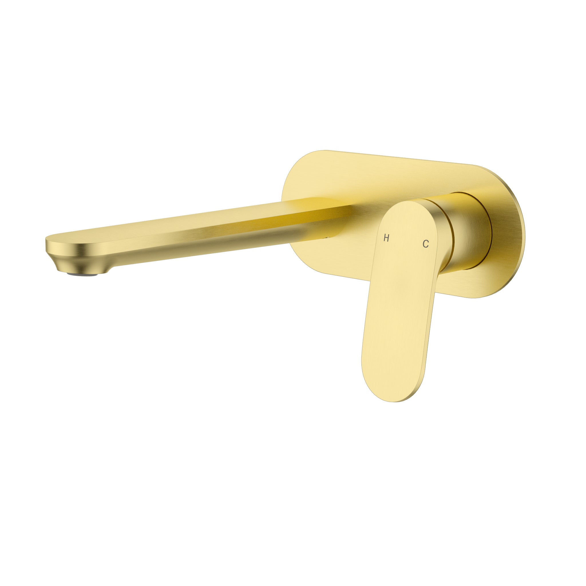 Ikon Sulu II Wall basin Mixer with Spout One plate Trim Kits Brushed Gold
