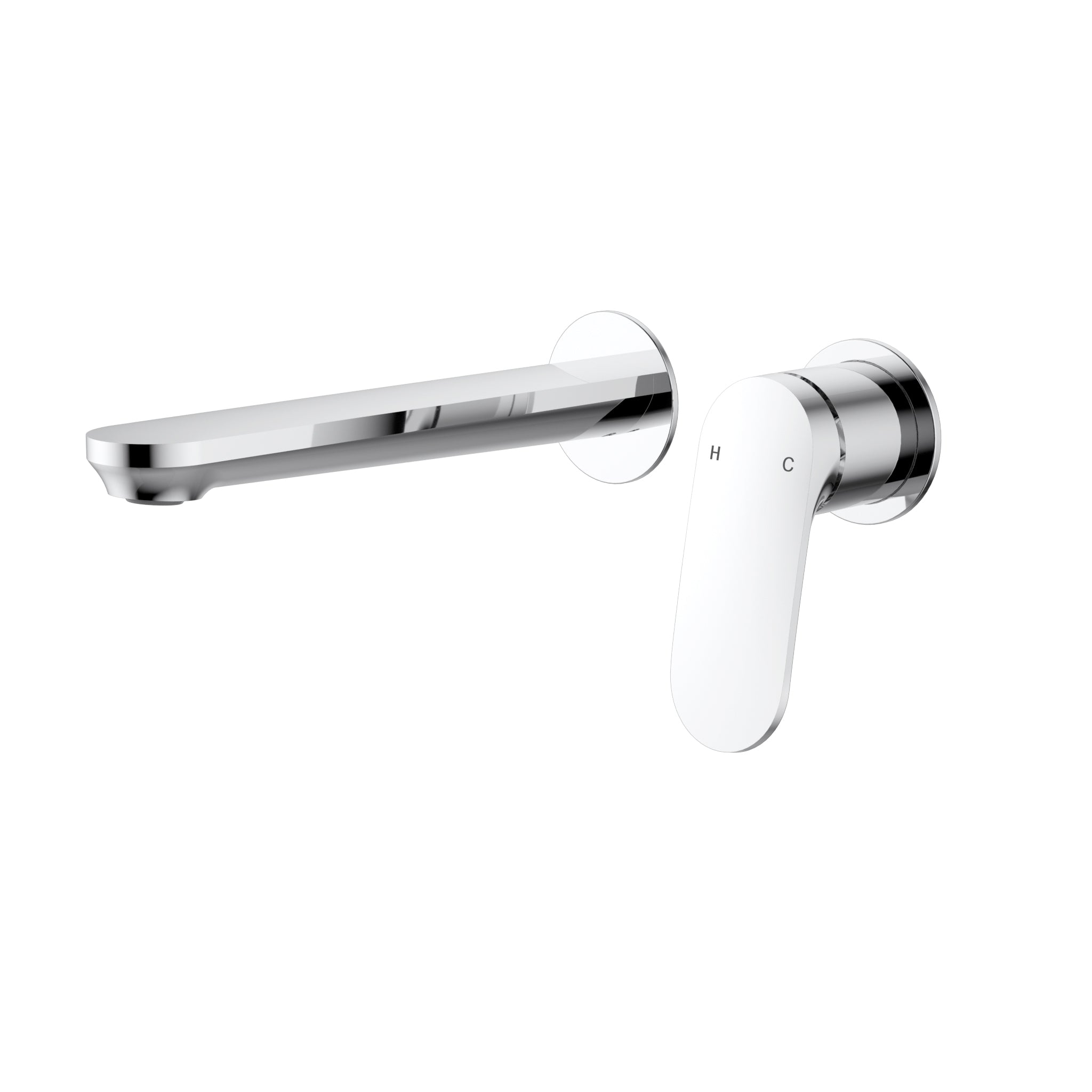 Ikon Sulu II Wall basin Mixer with Spout Seperate Plate Trim Kits Chrome
