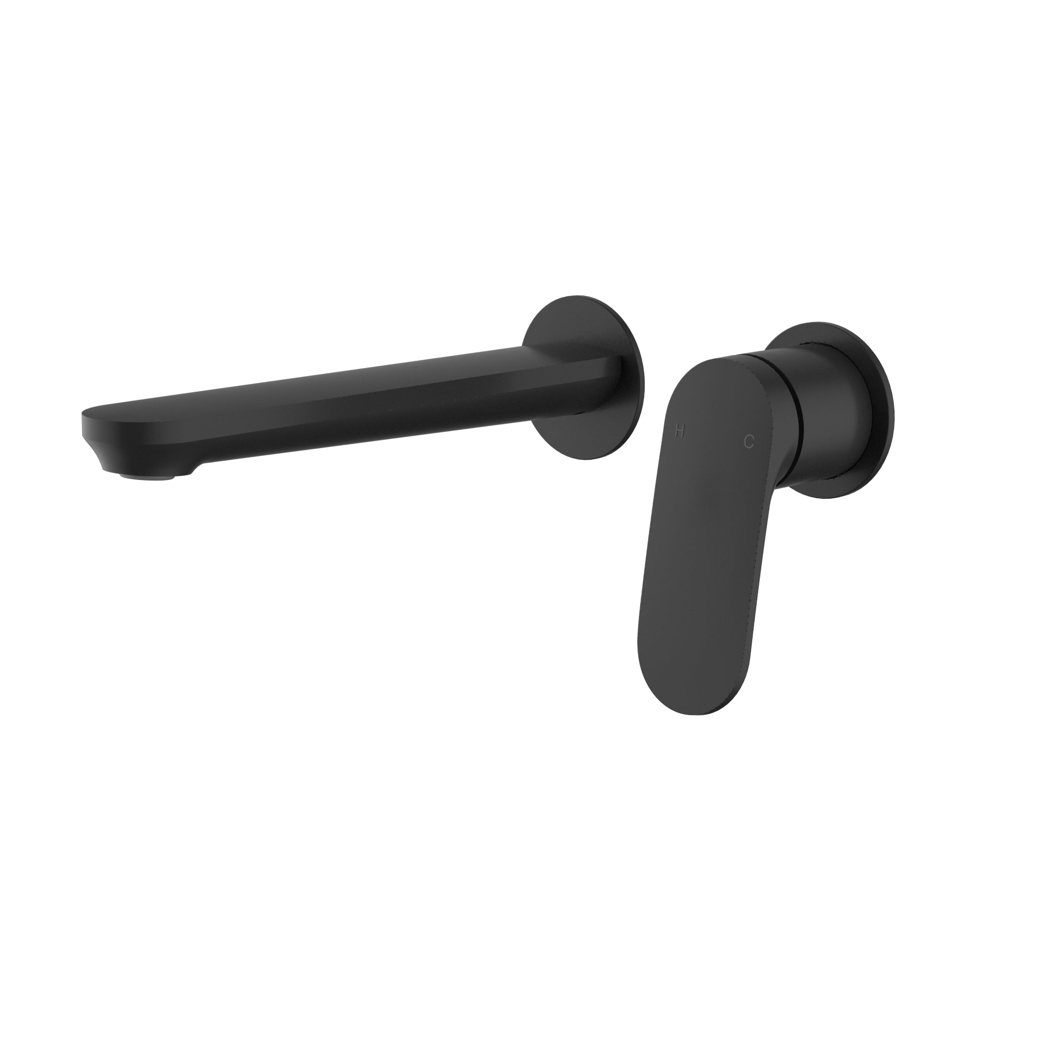 Ikon Sulu II Wall basin Mixer with Spout Seperate Plate Trim Kits Matt Black