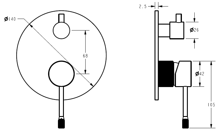 Ikon Linie Wall Mixer Diverter Trim Kits