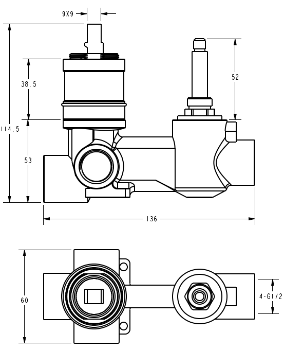 Ikon Linie Wall Mixer Diverter Body