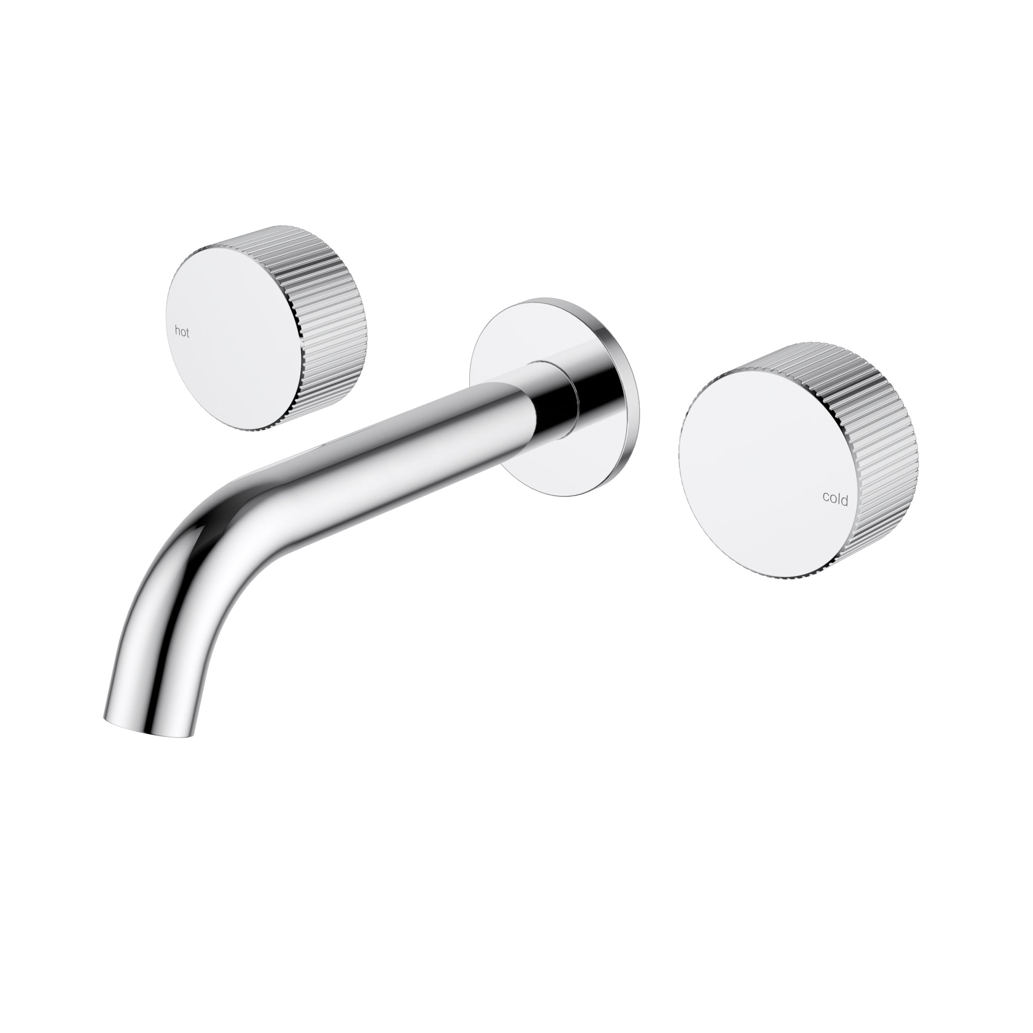 Ikon Hali Fluted 1/4 Turn C/D Wall Basin / Bath Set Chrome