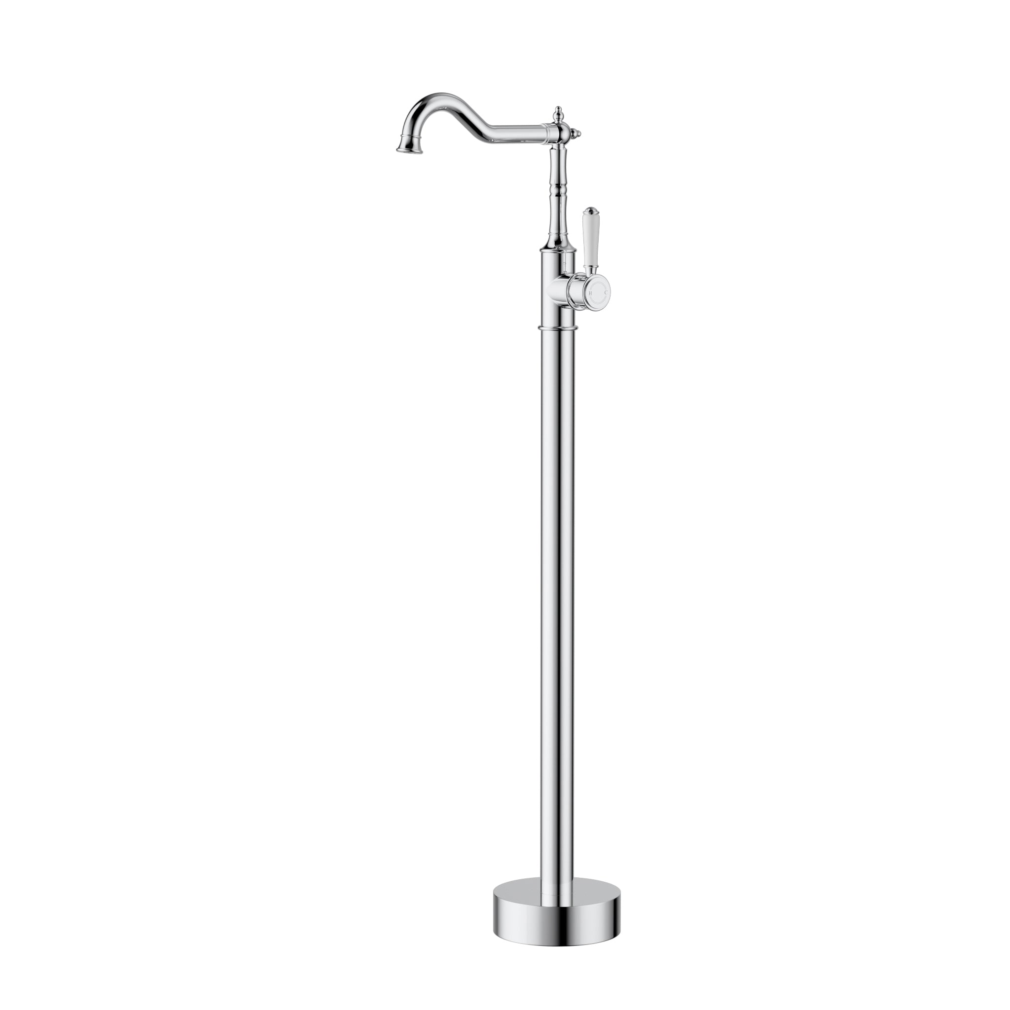 Ikon Clasico Ceramic Handle Freestanding Bath Mixer Spout Chrome