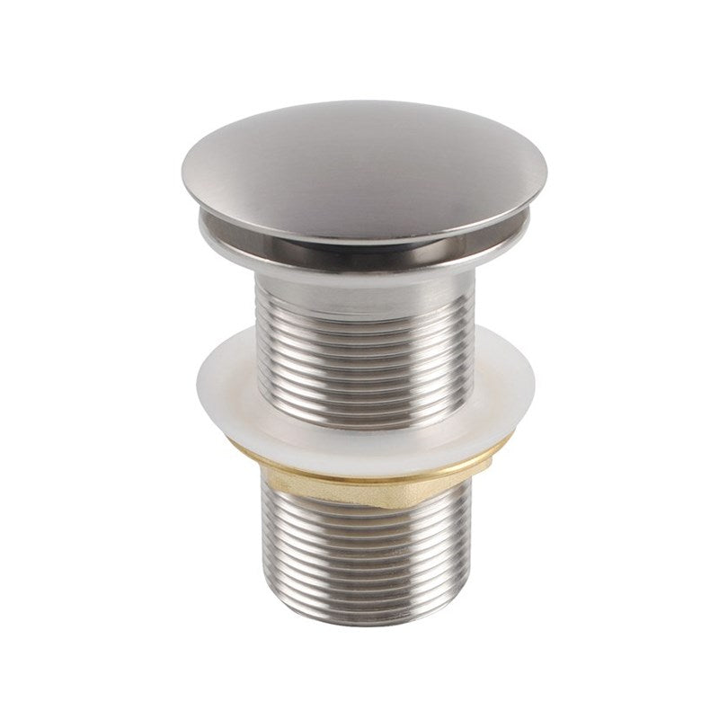 32/40mm Mushroom Brushed Nickel Brass Basin Pop Up Waste without Overflow