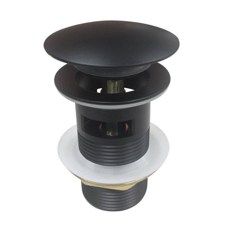 32/40mm Mushroom Black Brass Basin Pop Up Waste with Overflow