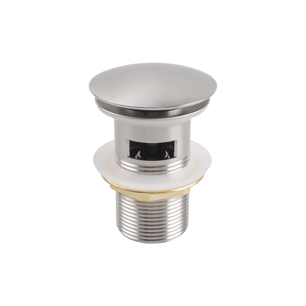 32/40mm Mushroom Brushed Nickel Brass Basin Pop Up Waste with Overflow