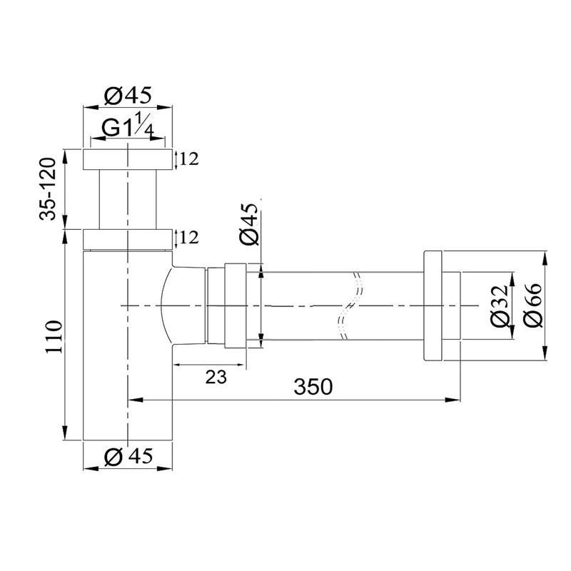 Gun Metal Grey Bottle Trap 32mm