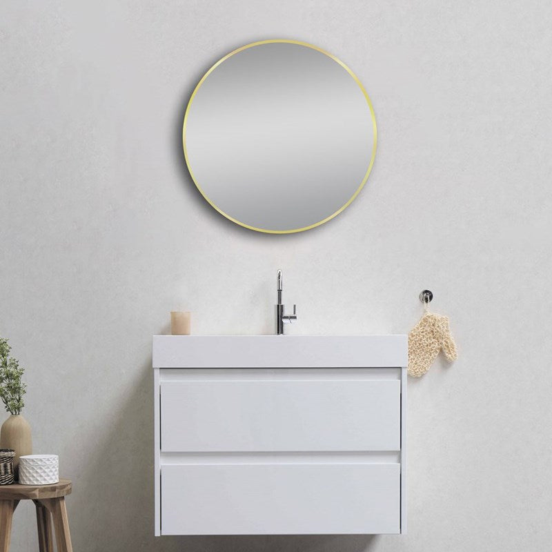 700mm Matte Brushed Gold Aluminium Framed Round Non-Luminous Mirror