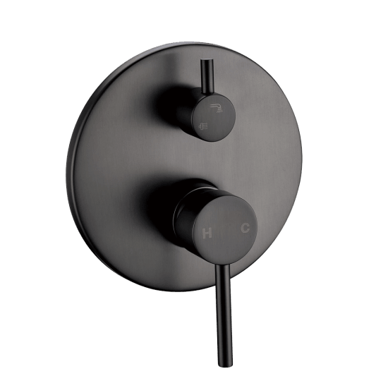 LUCID PIN Round Gun Metal Grey Shower/Bath Mixer Diverter(color up) - Living and Bathroom