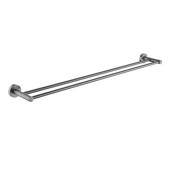 LUCID PIN Series Round Gun Metal Grey Double Towel Rack Rail 800mm - Living and Bathroom
