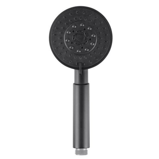 Black 5 Function Round Handheld Shower - Living and Bathroom