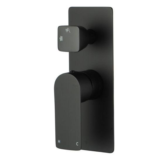 VOG Solid Brass Black Bath/Shower Wall Mixer with Diverter Wall Mounted(color up) - Living and Bathroom