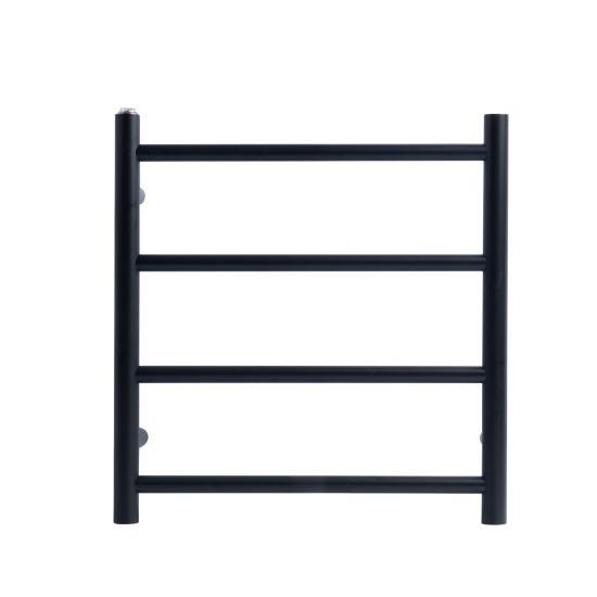 Round Matte Black Electric Heated Towel Rack 4 Bars - Living and Bathroom