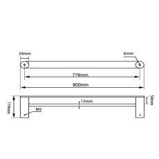 RUSHY Seris Brushed Brass Double Towel Rail 800mm - Living and Bathroom