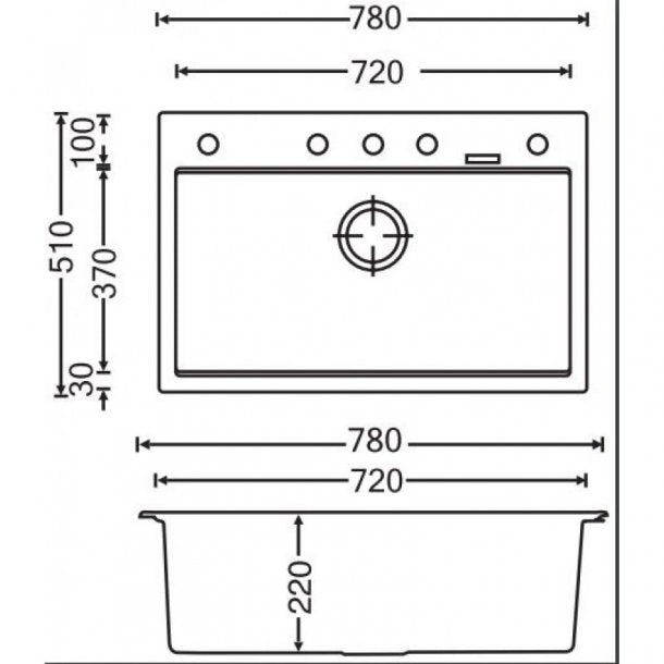 White Carysil Waltz 780 Granite Single Bowl Stone Kitchen Sink 780*510*220mm
