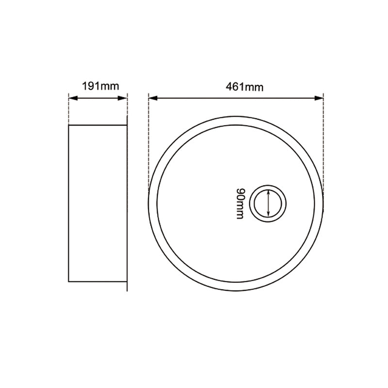 Round White Arete Stone Granite Single Bowl Stone Kitchen Sink 460mm