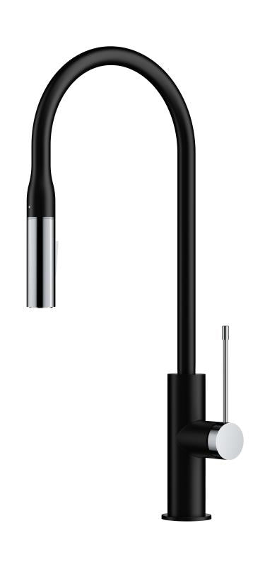 Ikon Aziz Pull-out Kitchen and Laundry  Sink Mixer Matte Black/ Chrome