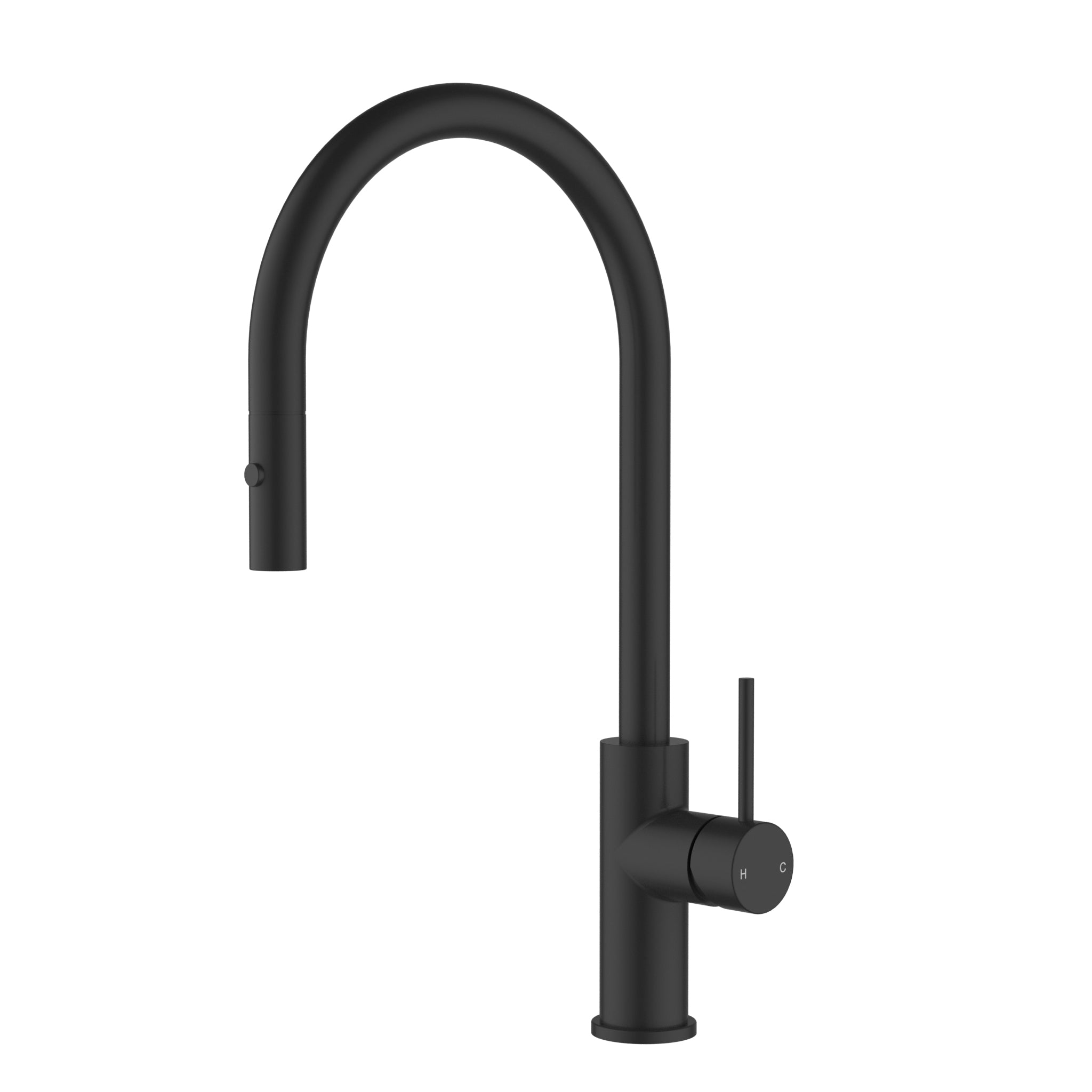 Otus Slimline SS Gooseneck Pull-Out Kitchen And Laundry Sink Mixer Matt Black