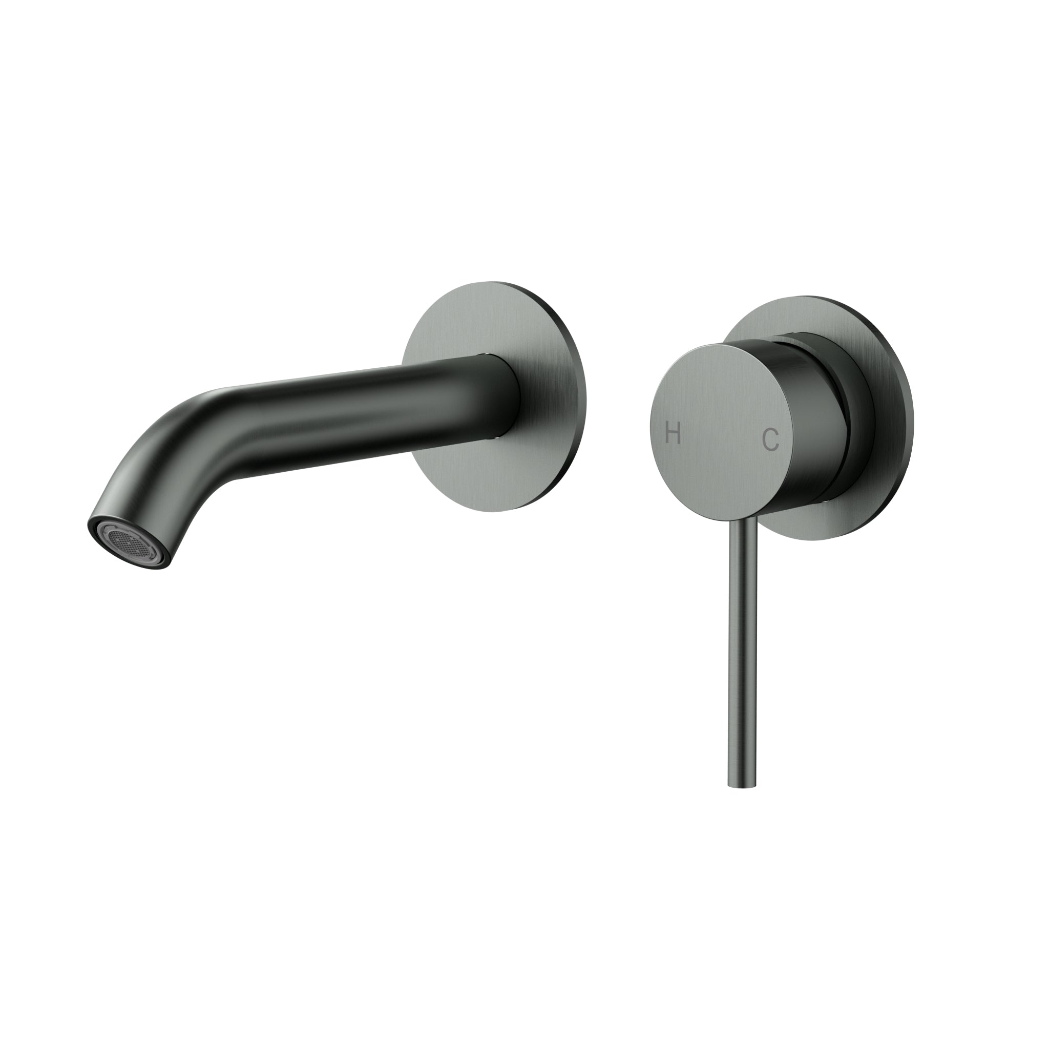 Otus Slimline Wall Basin Mixer with Spout Seperate Trim Kit Gun Metal