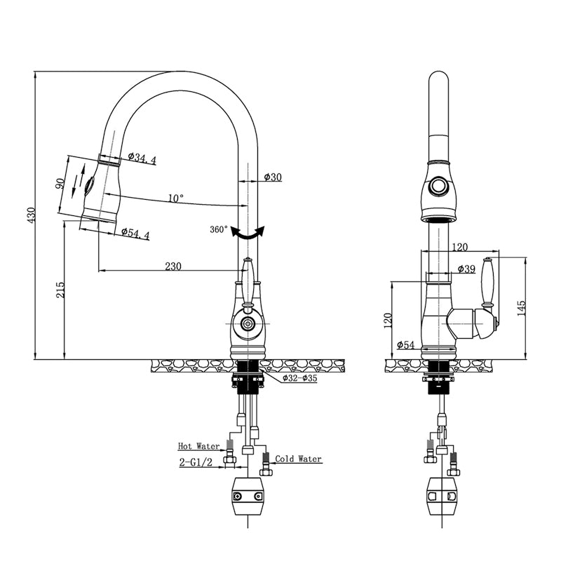 Chrome Pull Out Kitchen Mixer