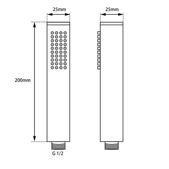 Round Brushed Brass Single Function Handheld Shower (Brass) - Living and Bathroom