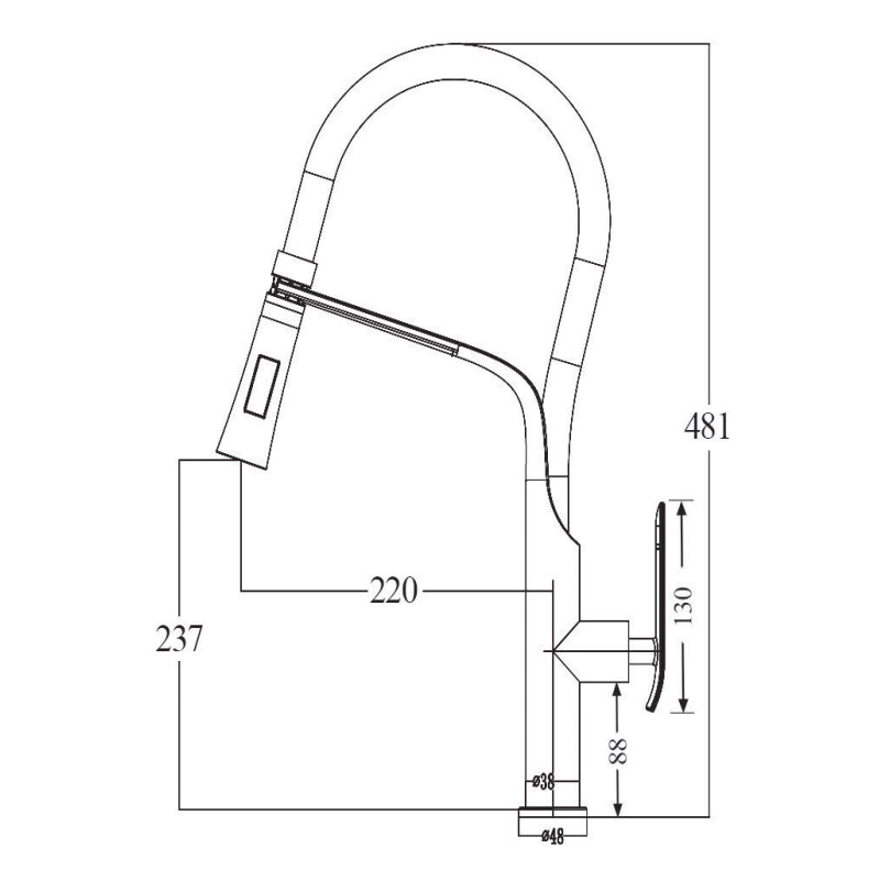 Black 2 Watter Patterns Pull-out Kitchen Mixer