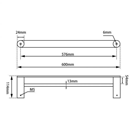 RUSHY Gun Metal Grey Double Towel Rail 600mm - Living and Bathroom