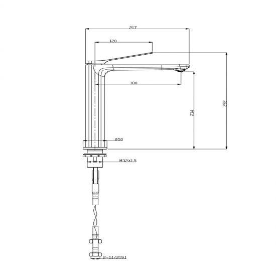 RUSHY Series Brushed Brass Tall Basin Mixer - Living and Bathroom