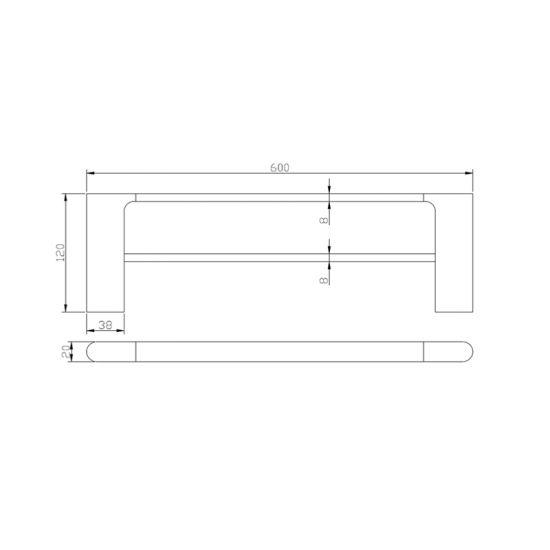 AU Series Brushed Brass Double Towel Rail 600mm - Living and Bathroom