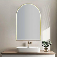 600*900mm Arch 3 Color Lighting Gun Metal Grey Aluminum Framed Front Hidden LED Mirror with Touch Sensor Switch