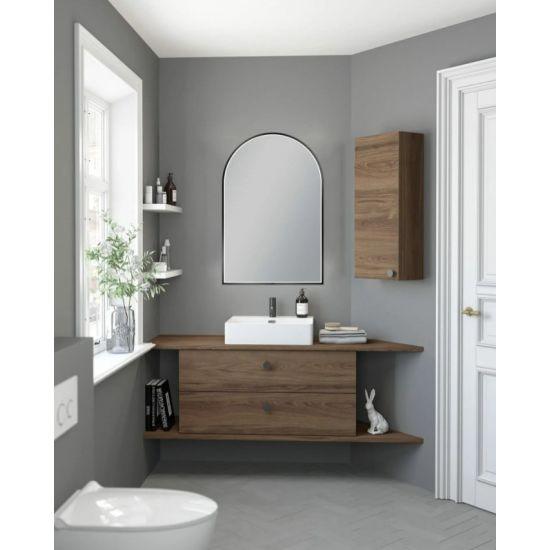 600*900mm Arch 3 Color Lighting Matte Black Aluminum Framed Front Hidden LED Mirror with Touch Sensor Switch - Living and Bathroom